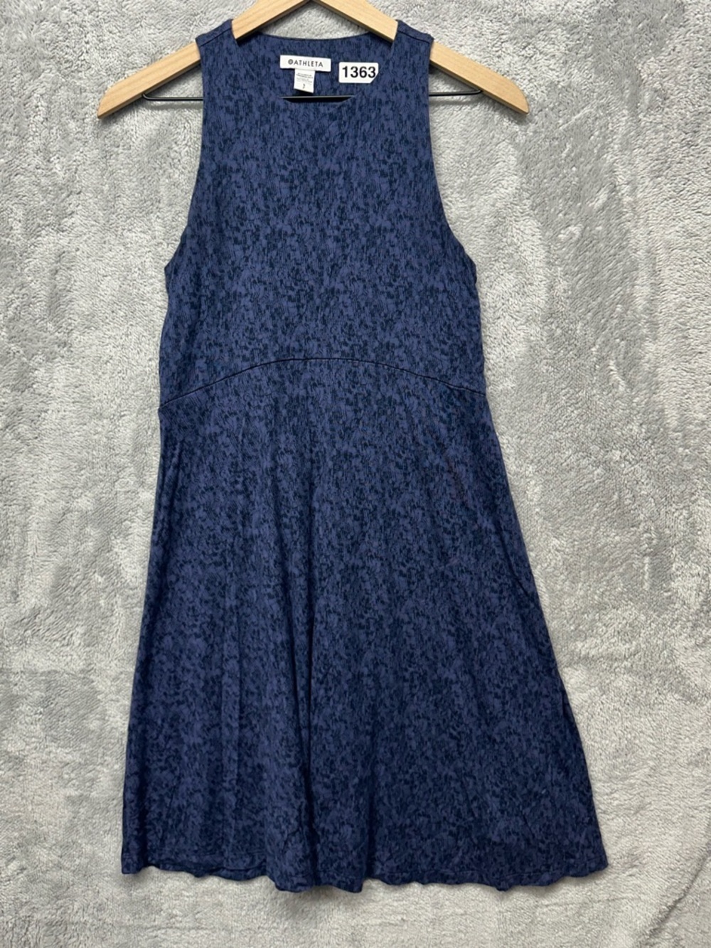 Athleta Blue Printed Sleeveless Dress Small Fit & Flare Athletic Travel Casual